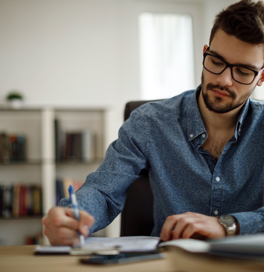 Man going through financial documents