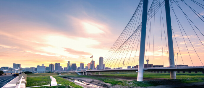 Dallas Bridge with Dallas skyline in the background