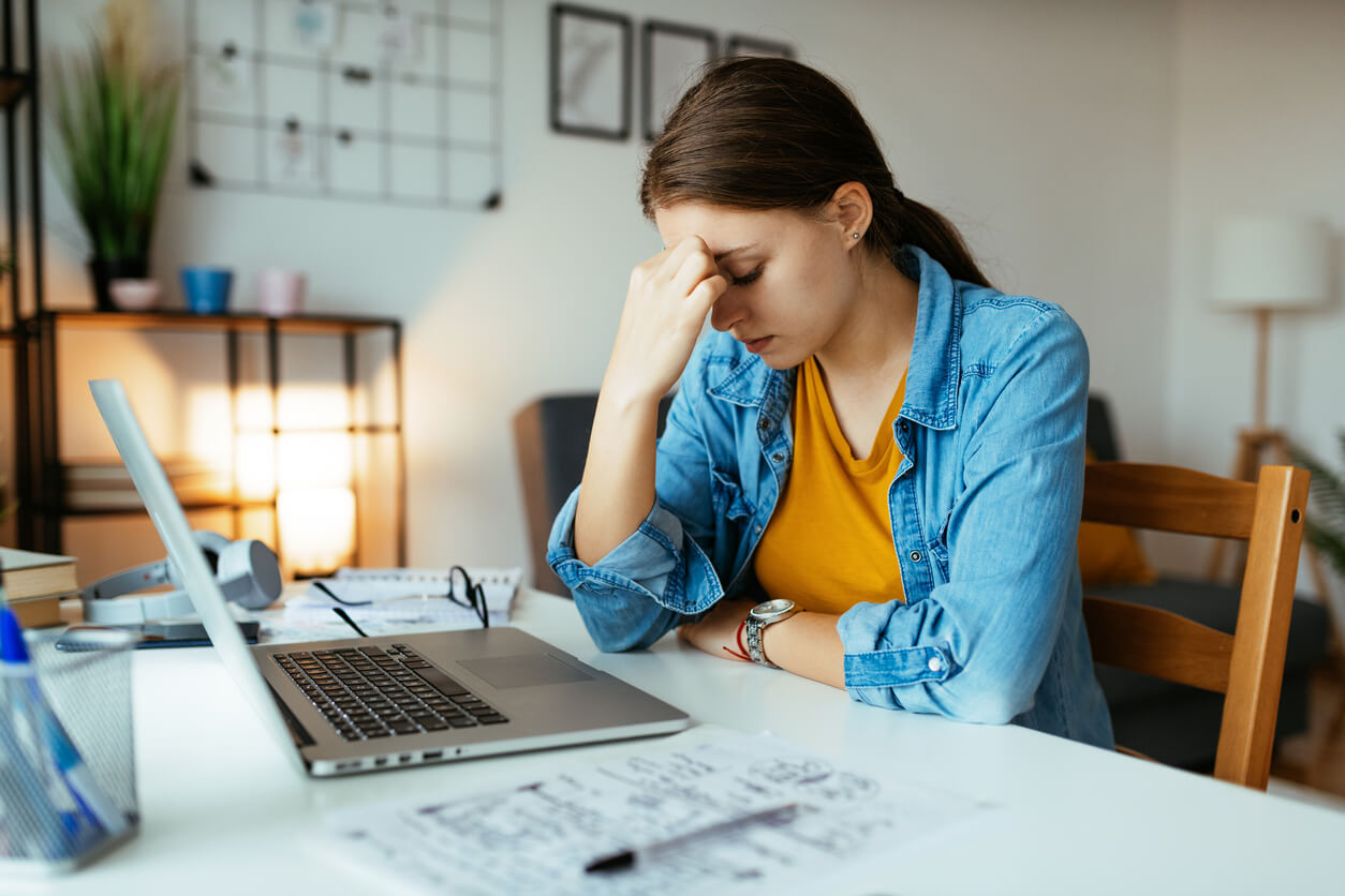 unemployed woman with debt